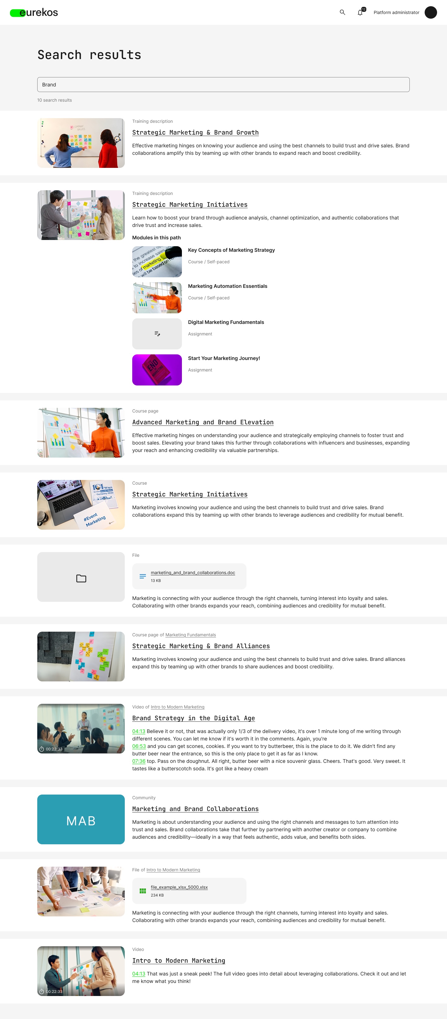 Richer and clearer search results page