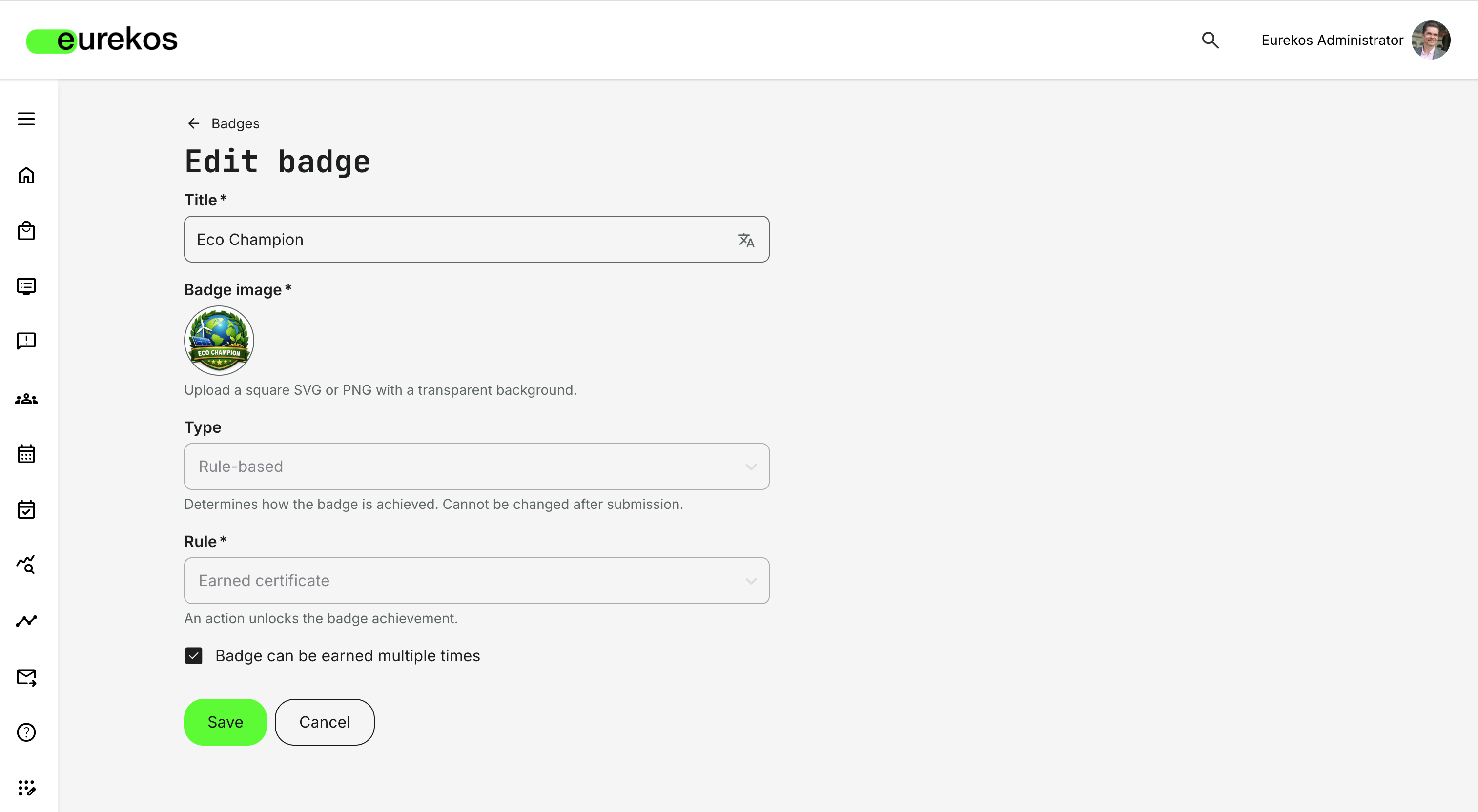 Configure badges to align with your incentive rules and point structure, reinforcing the learning activities and performance outcomes that matter most from a business perspective