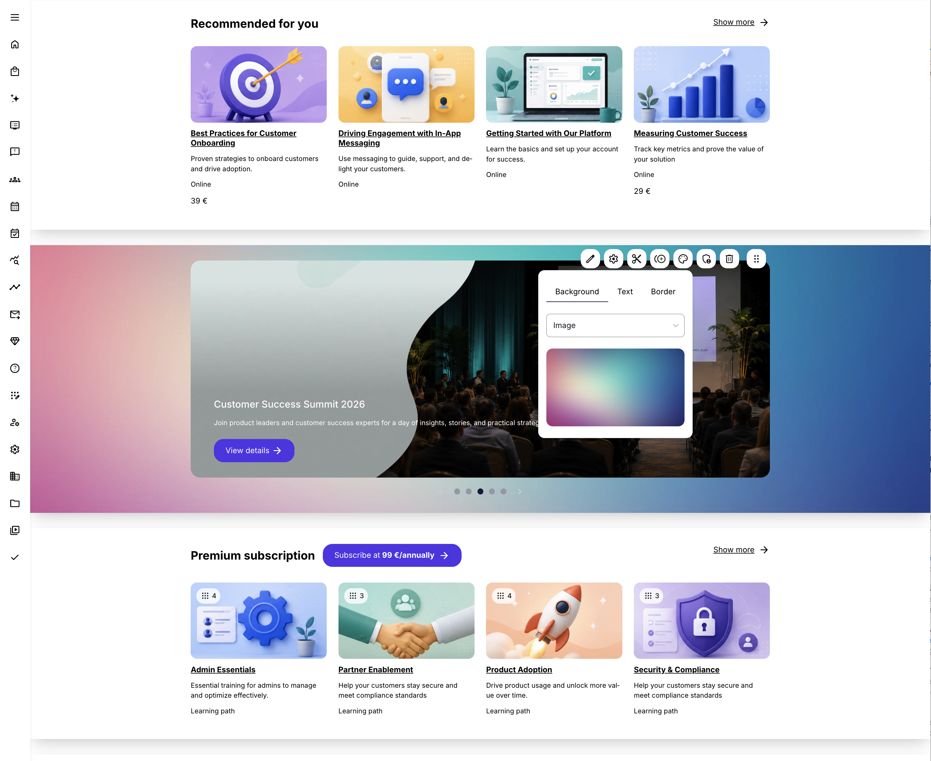 Any Storefront section can now be styled with a background image, border, and brand colors, directly from the section's appearance panel.