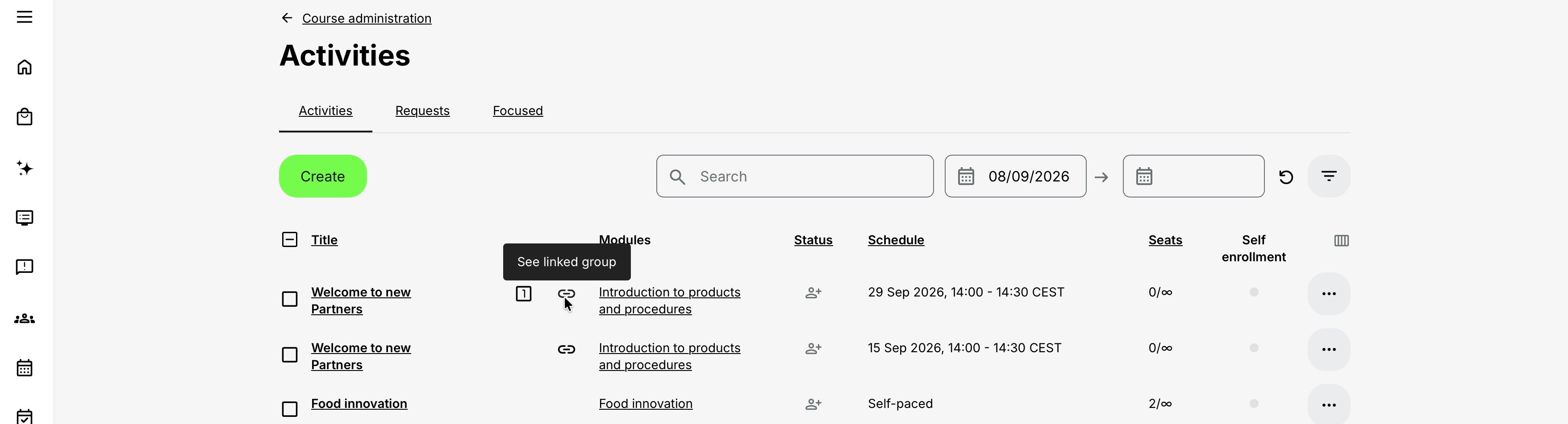 The primary activity in a linked group.