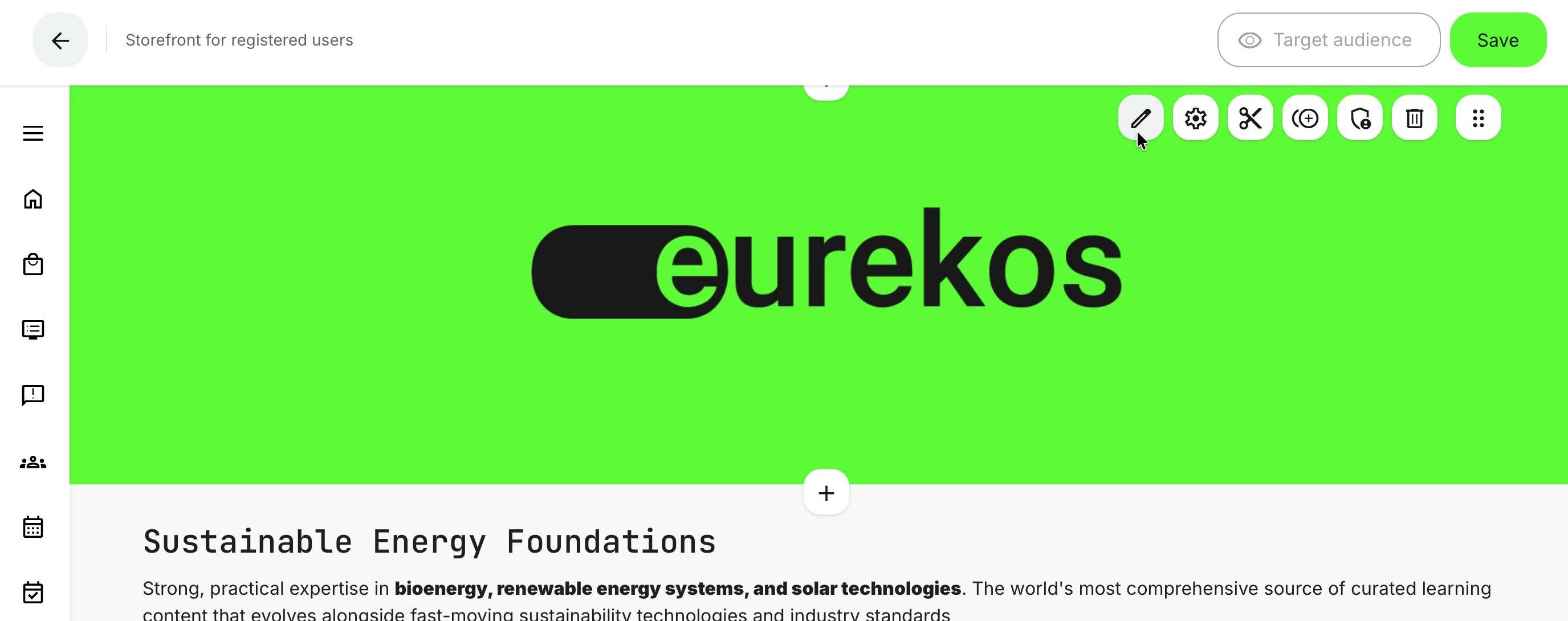 Edit any element by clicking the pen icon that appears when you hover over it with your mouse or pointer.