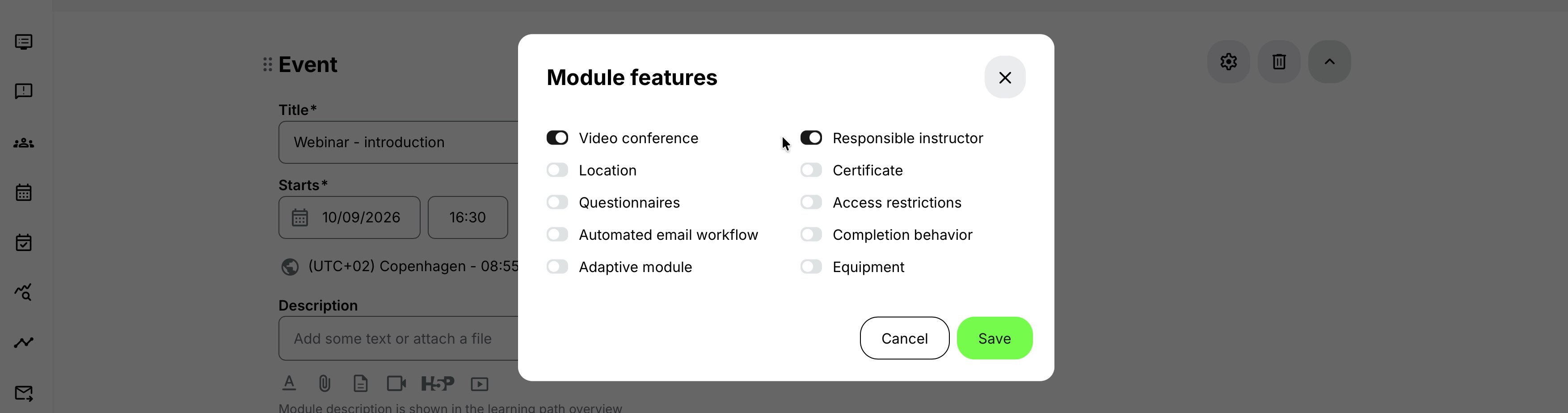 Configure compenent responsibility through the Module features.