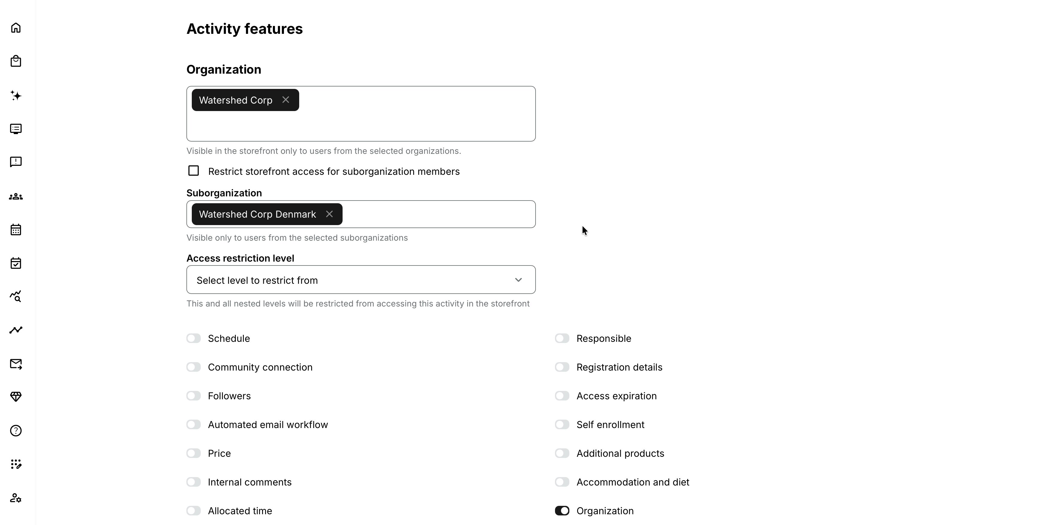 Configure structural visibility for Organizations.