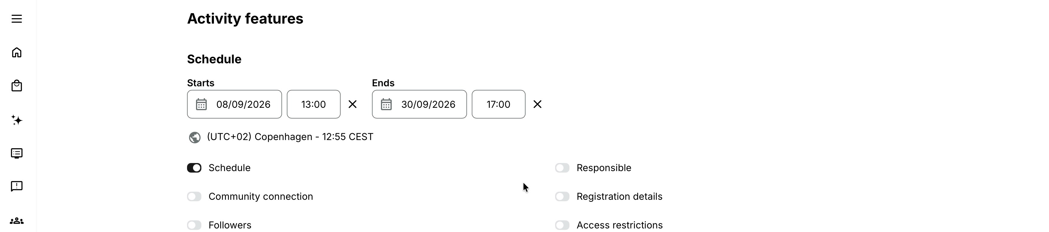 Configuring an activity-level Schedule.