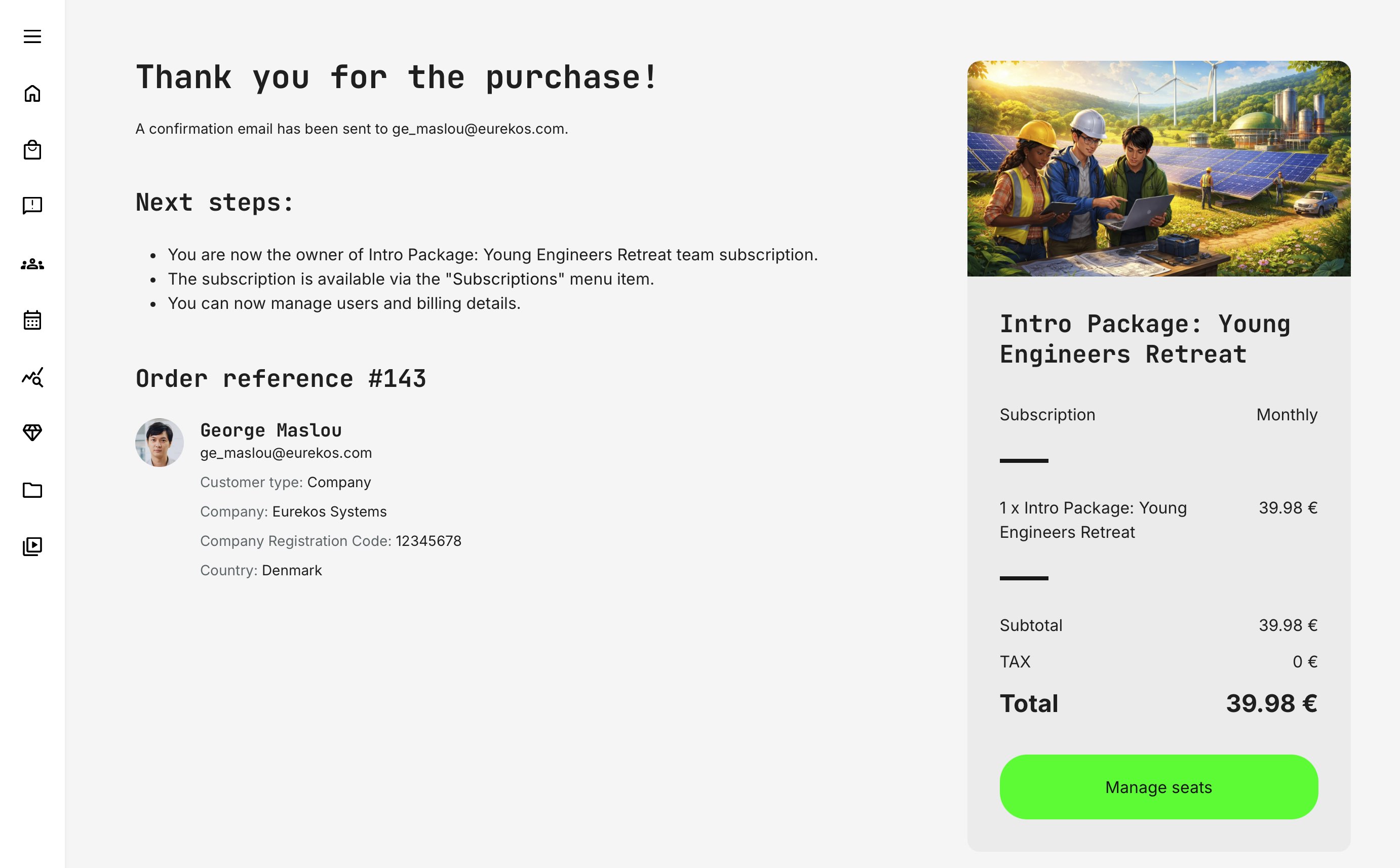 Confirmation of one additional seat.