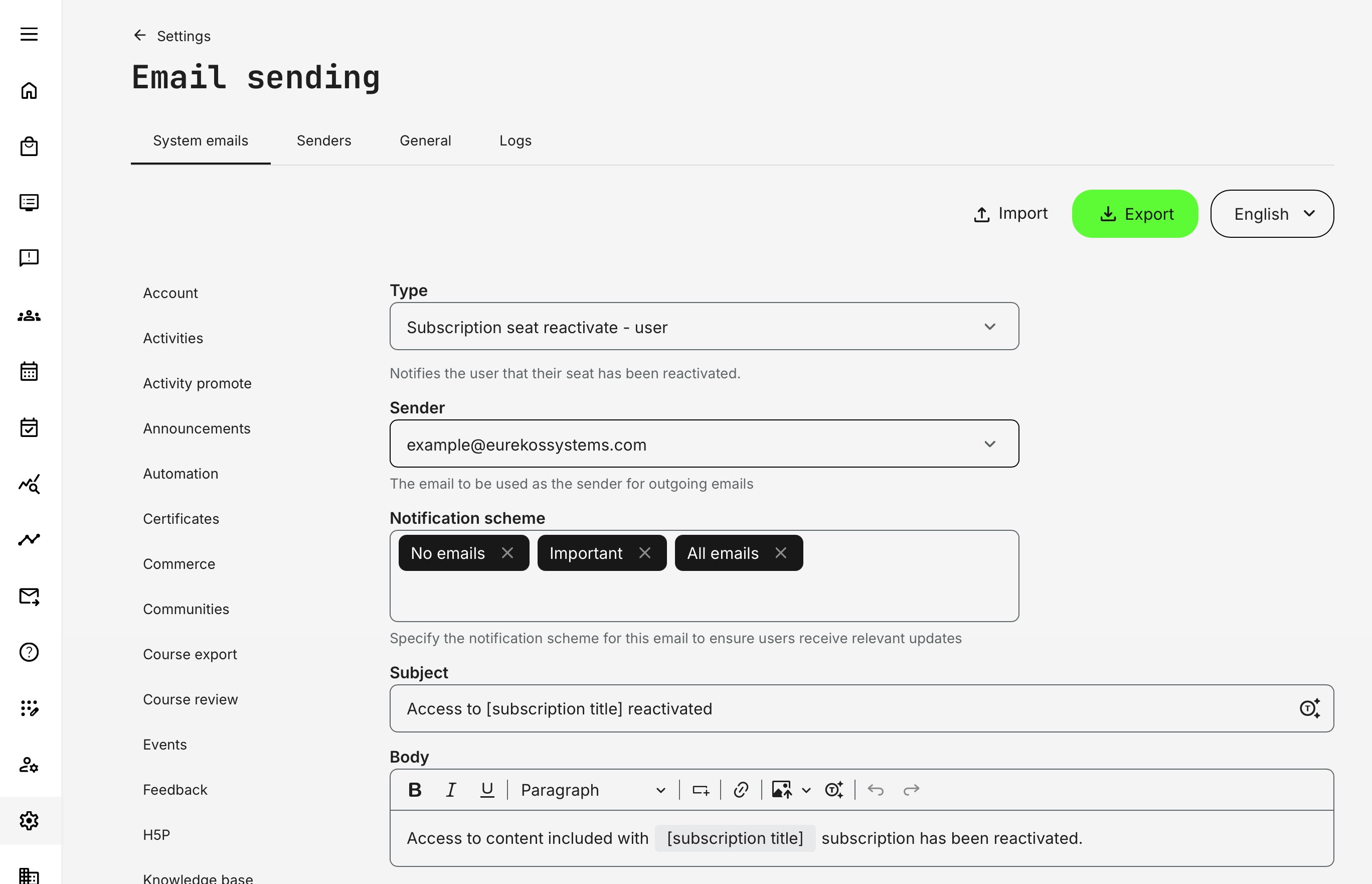 Email to subscription member about subscription seat reactivation.