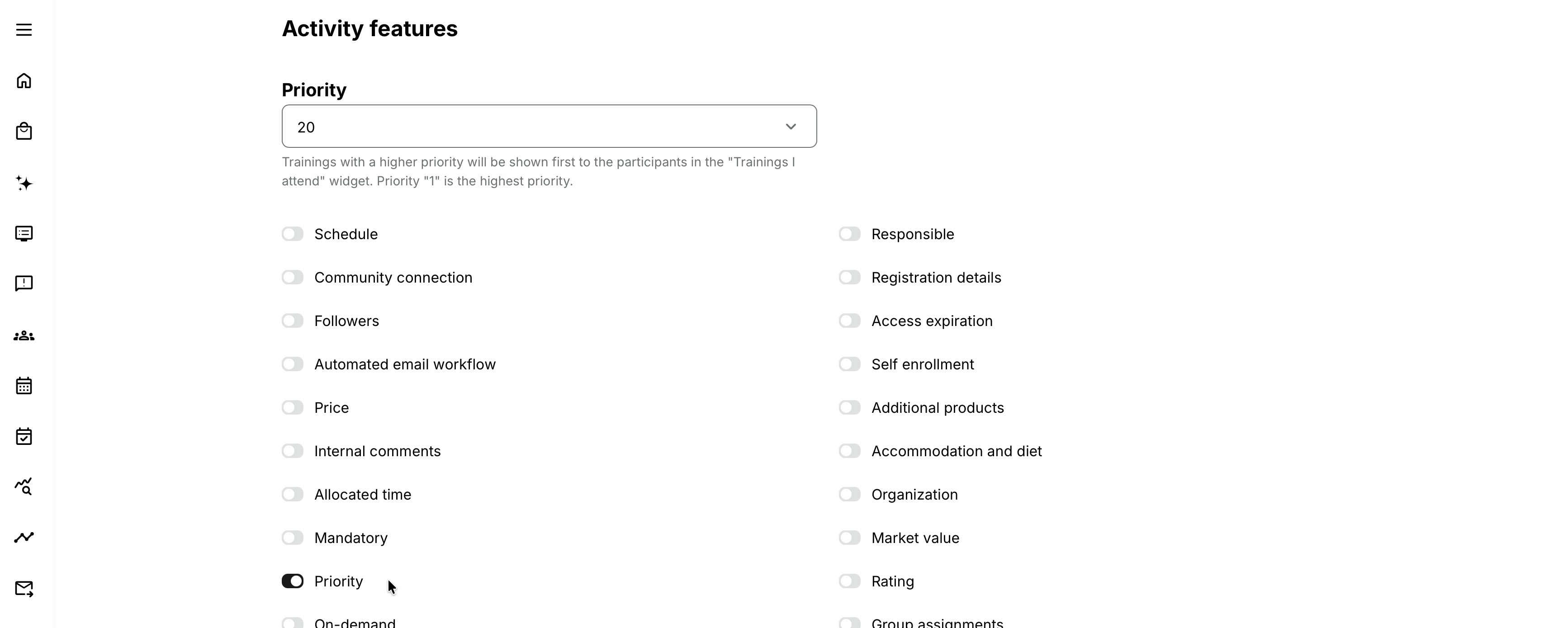Priority configuration on activity-level.