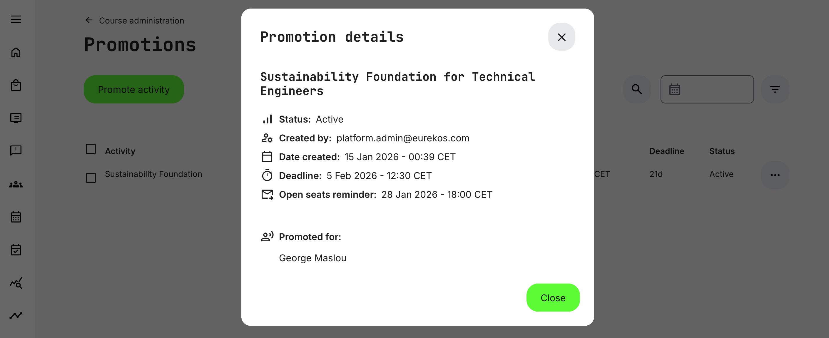 Details disclose all Contact Managers and promotion conditions.