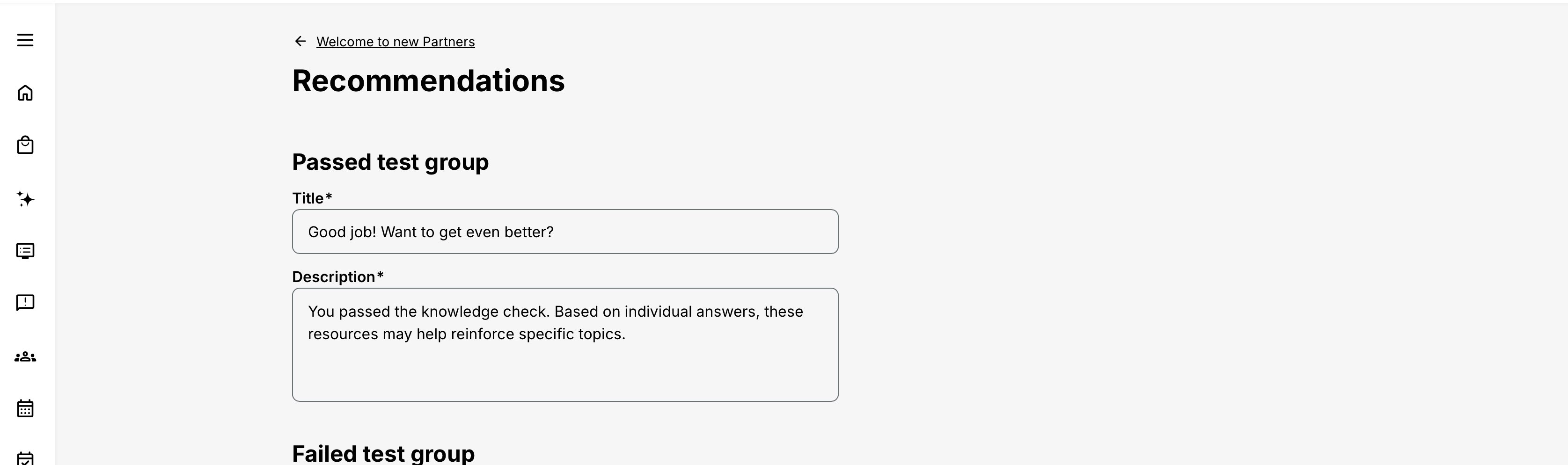 Configure generic messages for your target group and context.