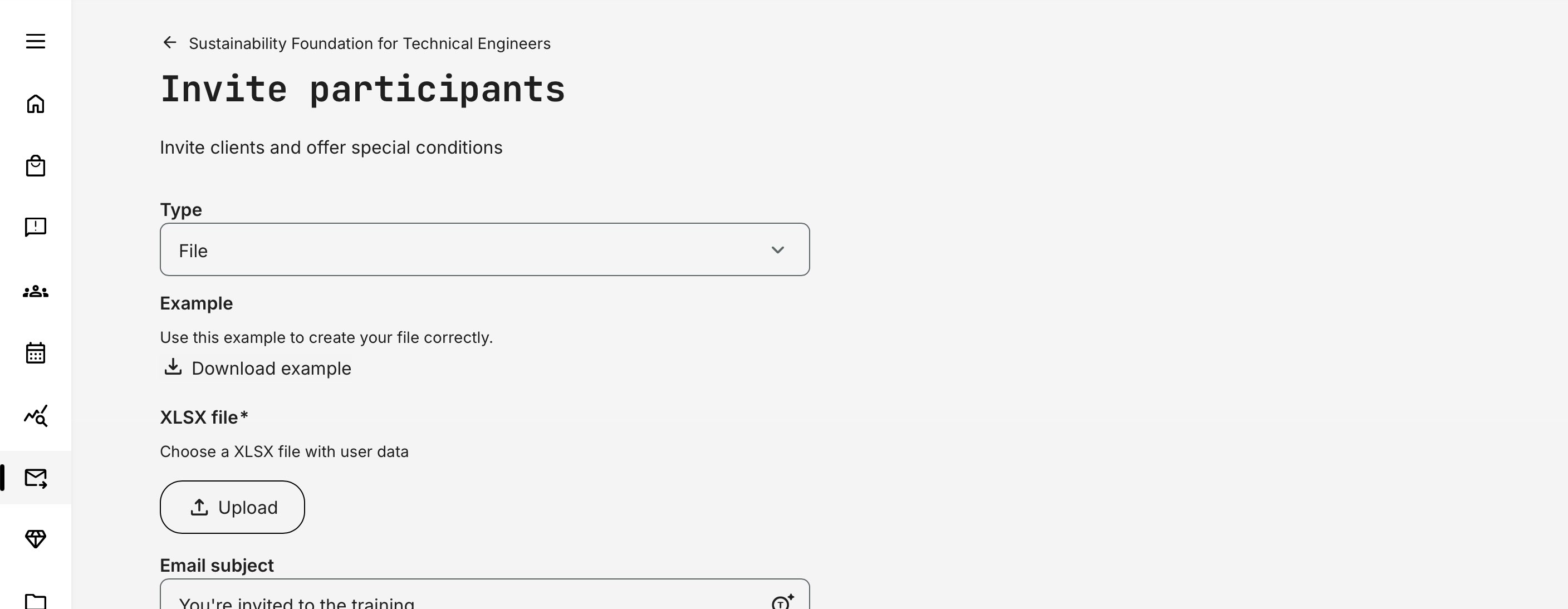 Option 2: Upload a user invitation list.
