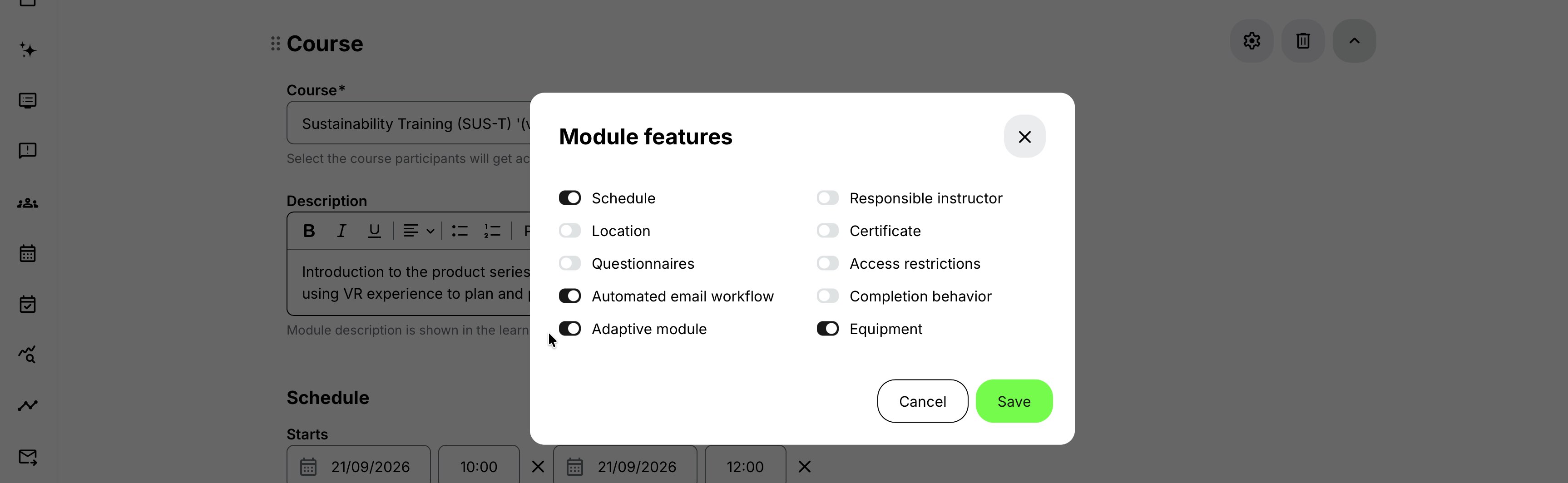 Enable Adaptive Module to configure adaptive behavior.