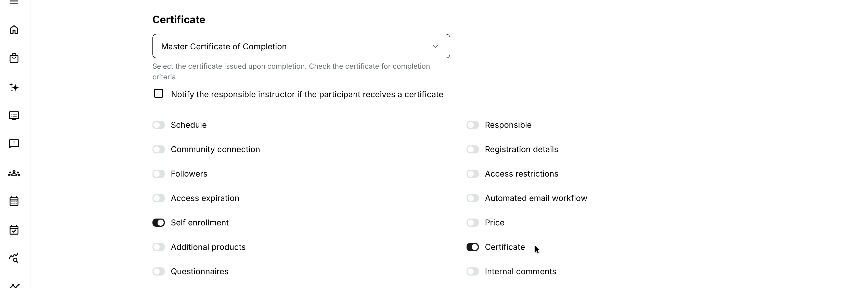 Configure activity-level certificate from a multi-module learning path.