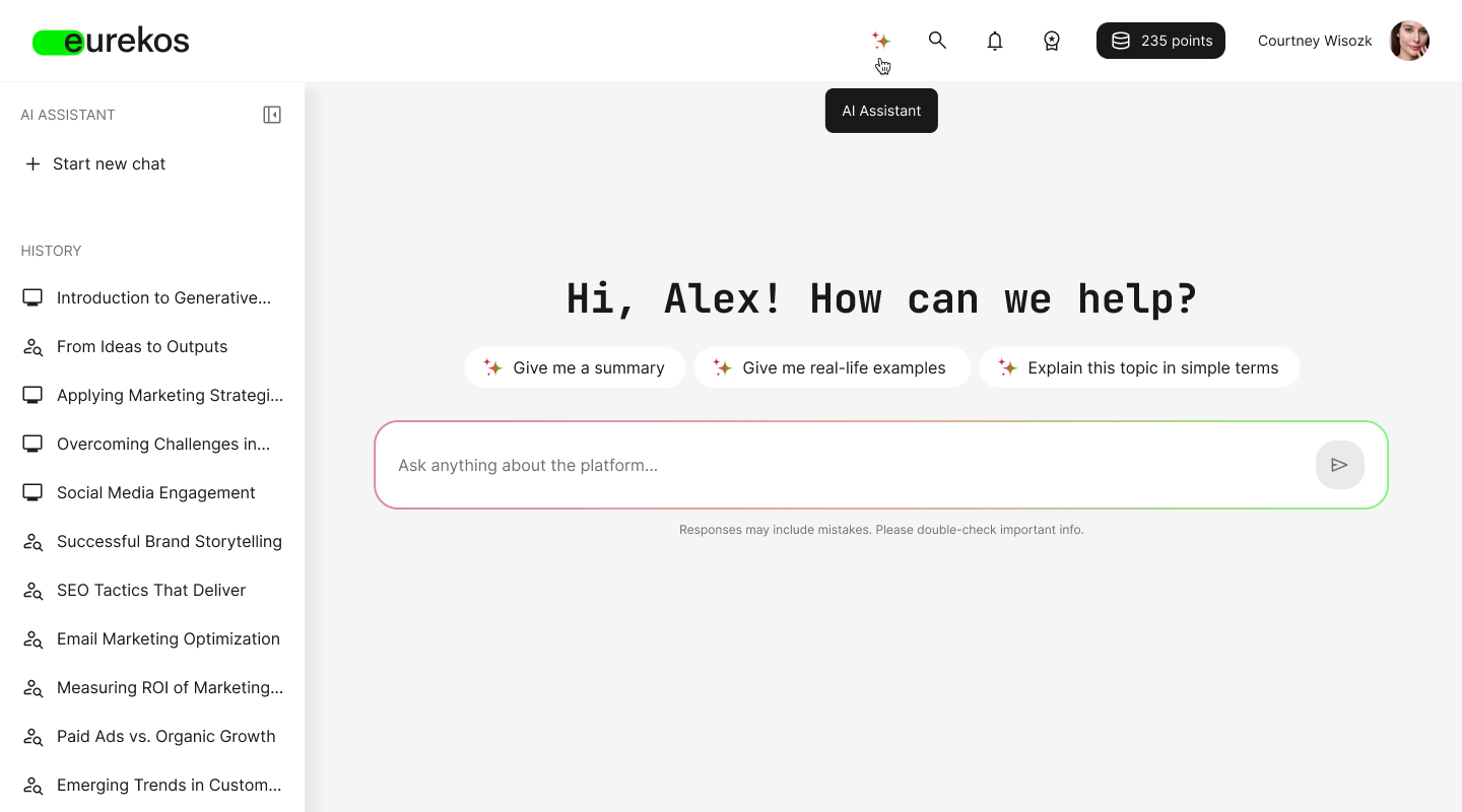 AI Learning Assistant chat page