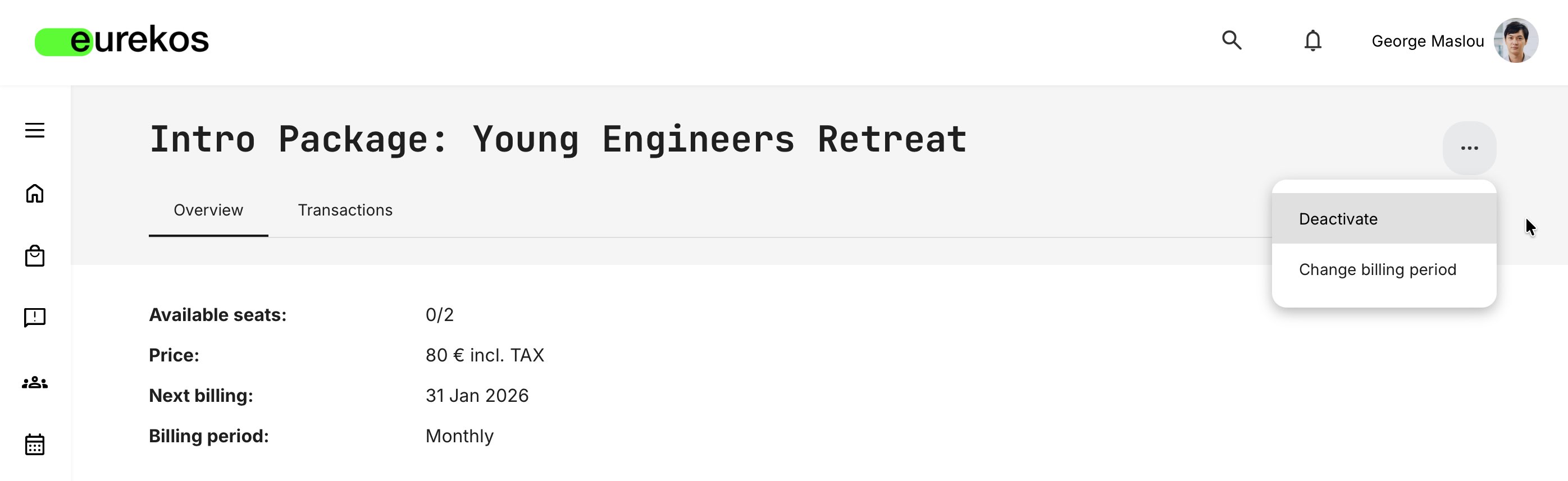 Deactivate a subscription as a subscription owner.