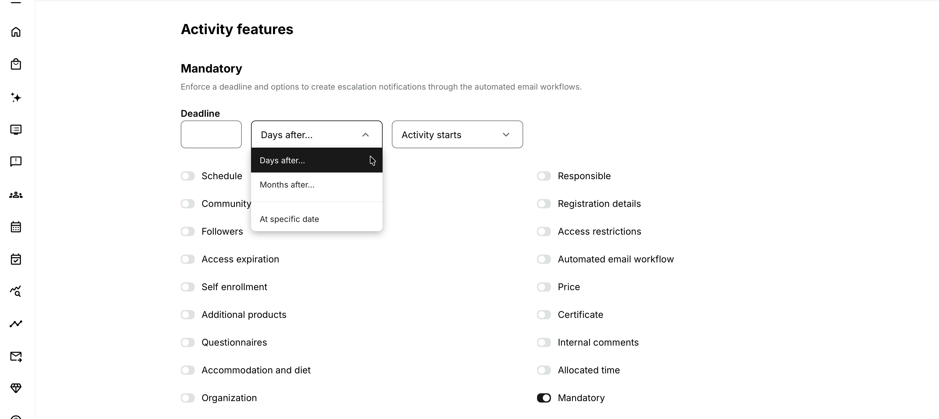 Configure a Mandatory on activity-level..
