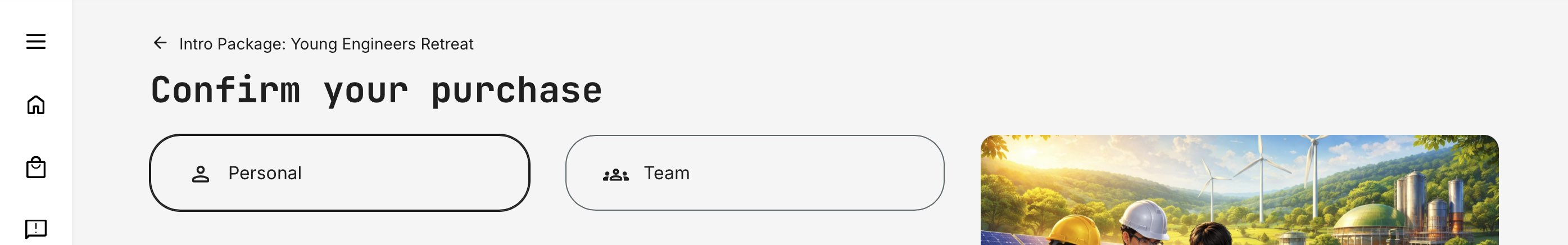 Choose Personal or Team subscription.