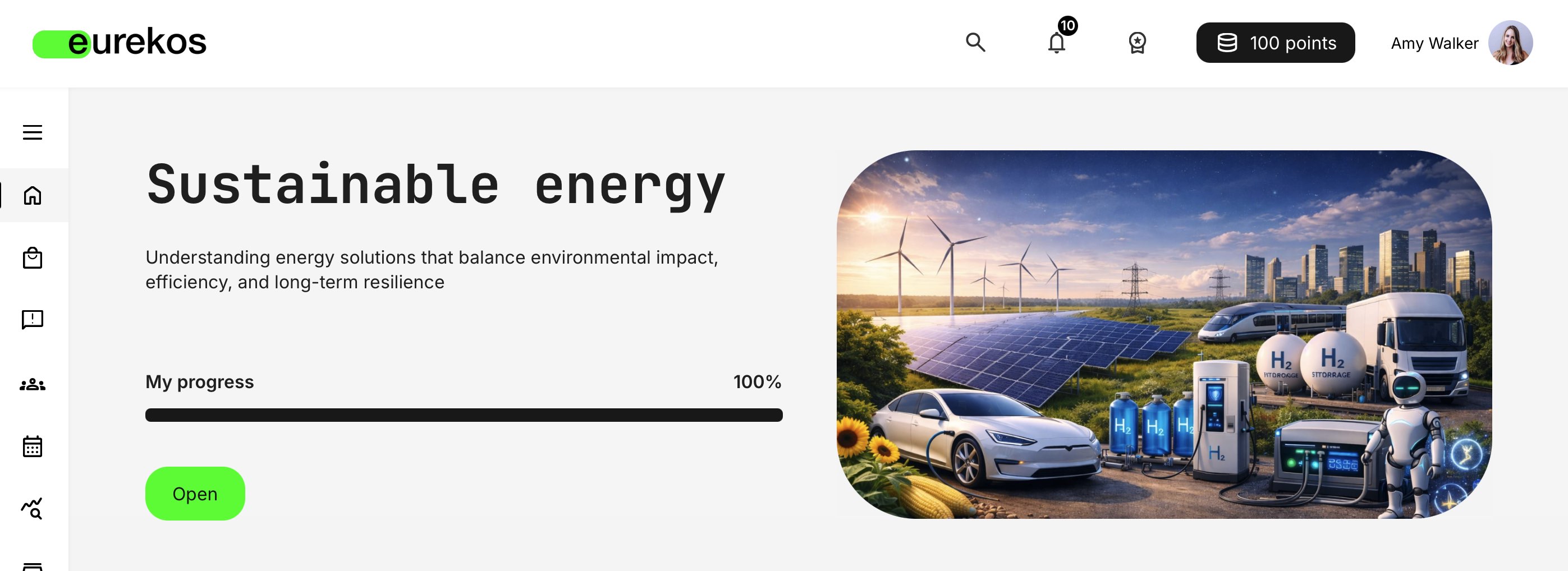 Incentives adds a dedicated leaderboard icon and a live point balance display directly in the platform header, making progress and competition visible at all times.
