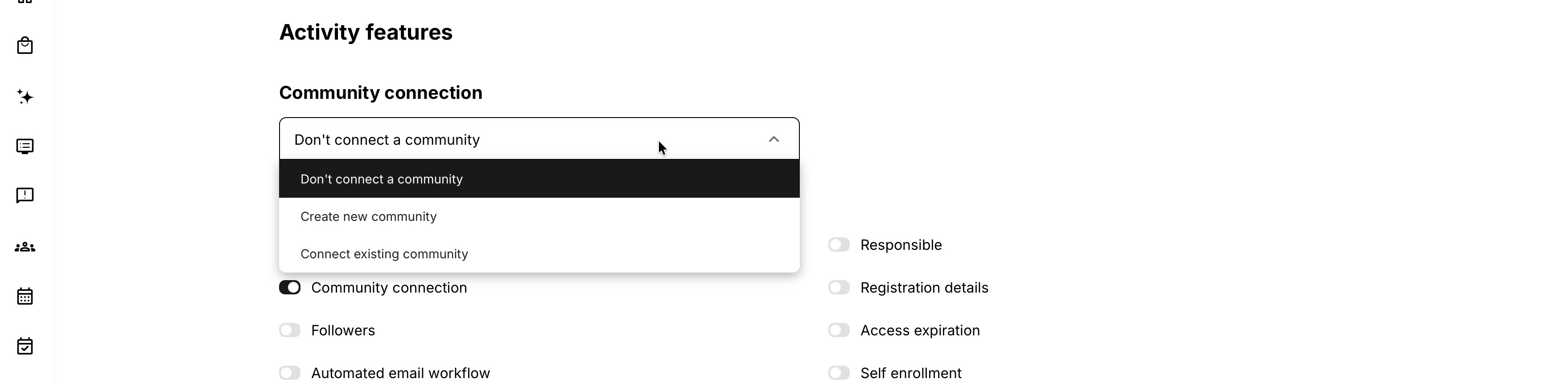 Configure Community connection at activity-level.