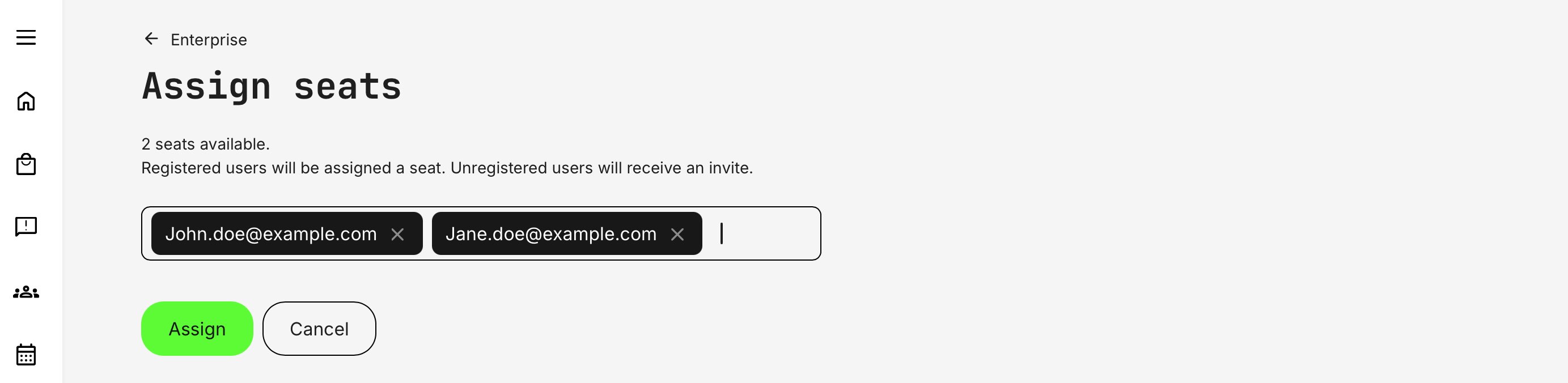 Invite subscription members through email invitations.