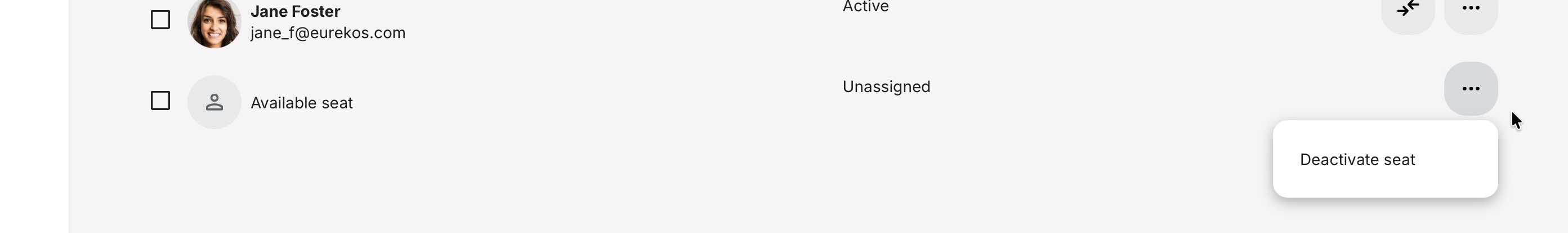 Deactivate individual seat from a Team subscription.