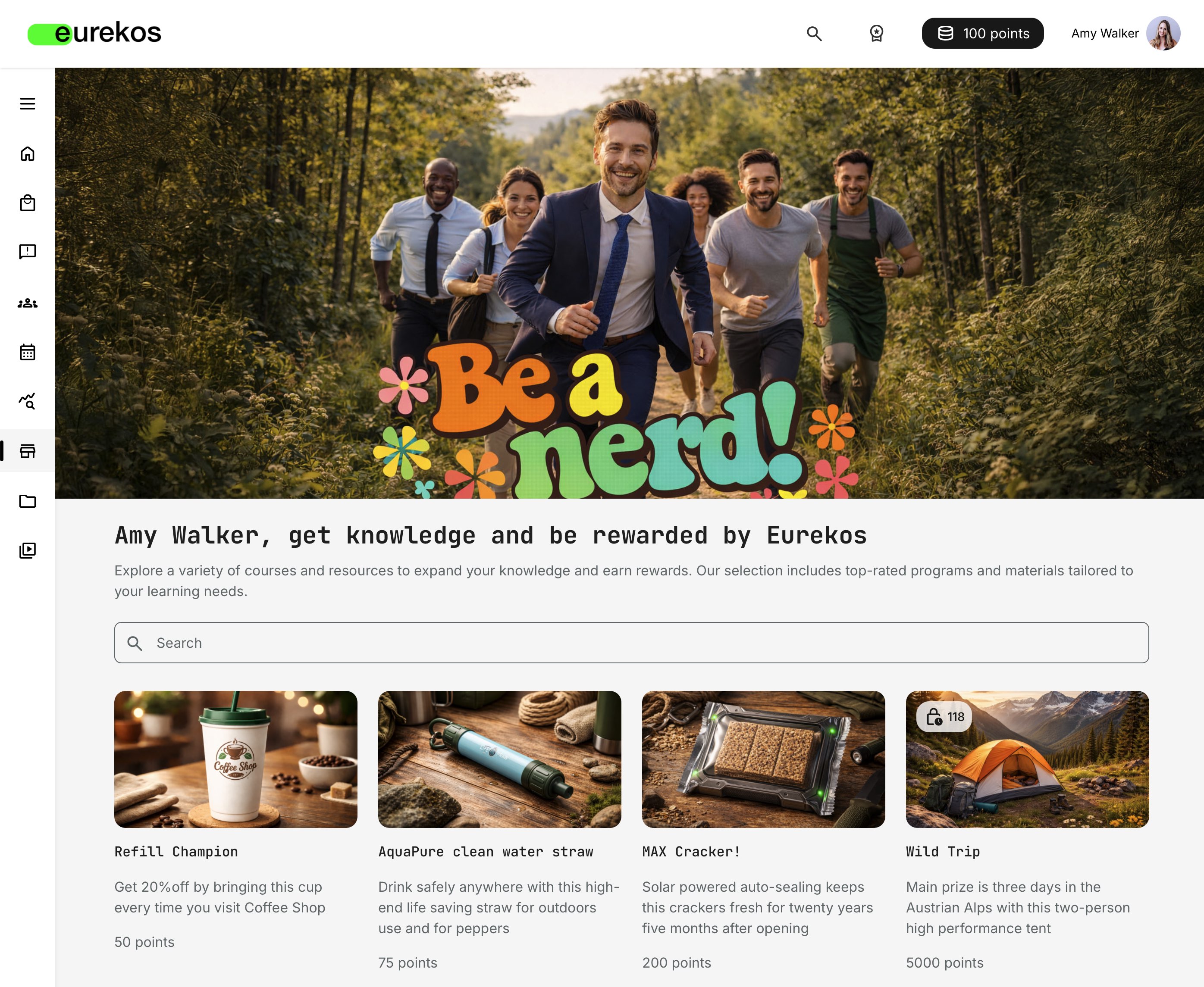 The Incentives Shop appears to learners exactly as configured by the administrator—complete with personalized dynamic tokens that tailor messaging and reinforce the program’s relevance.