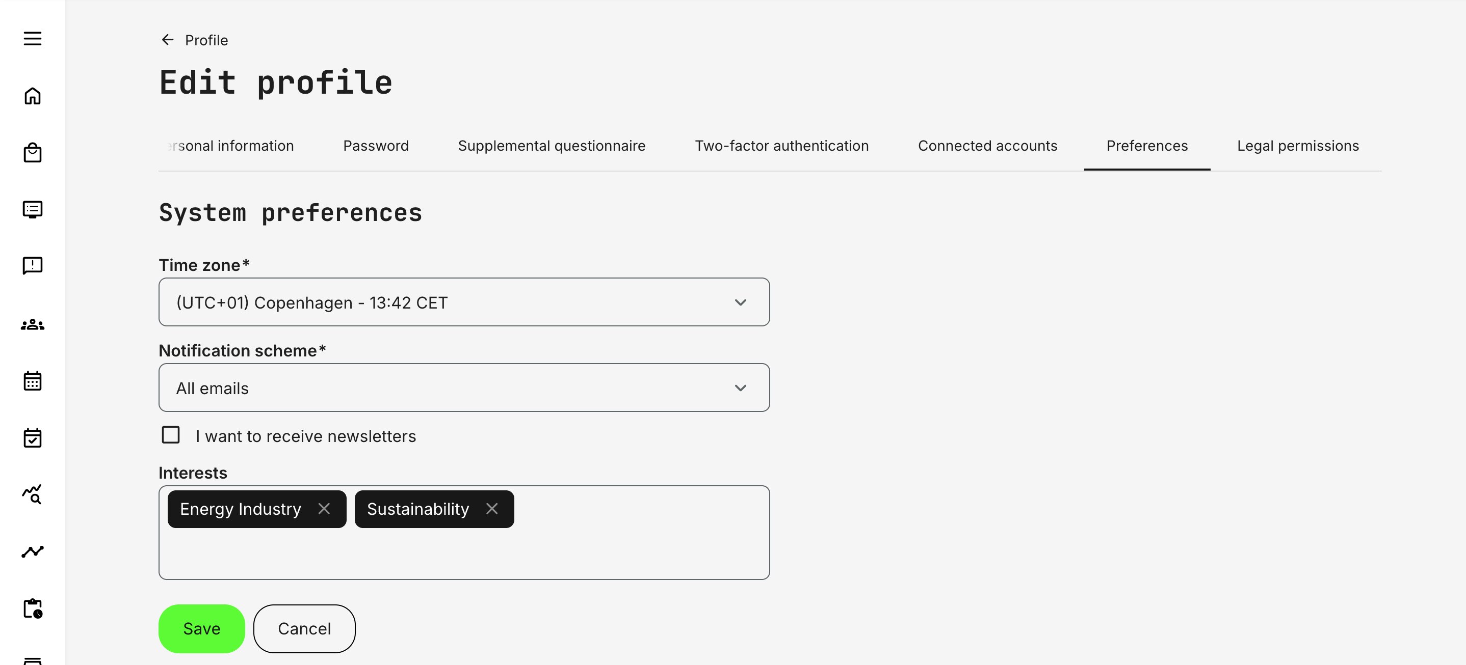 Adjust notification intensity and interface language to tailor how you receive communications and how the platform appears to you.