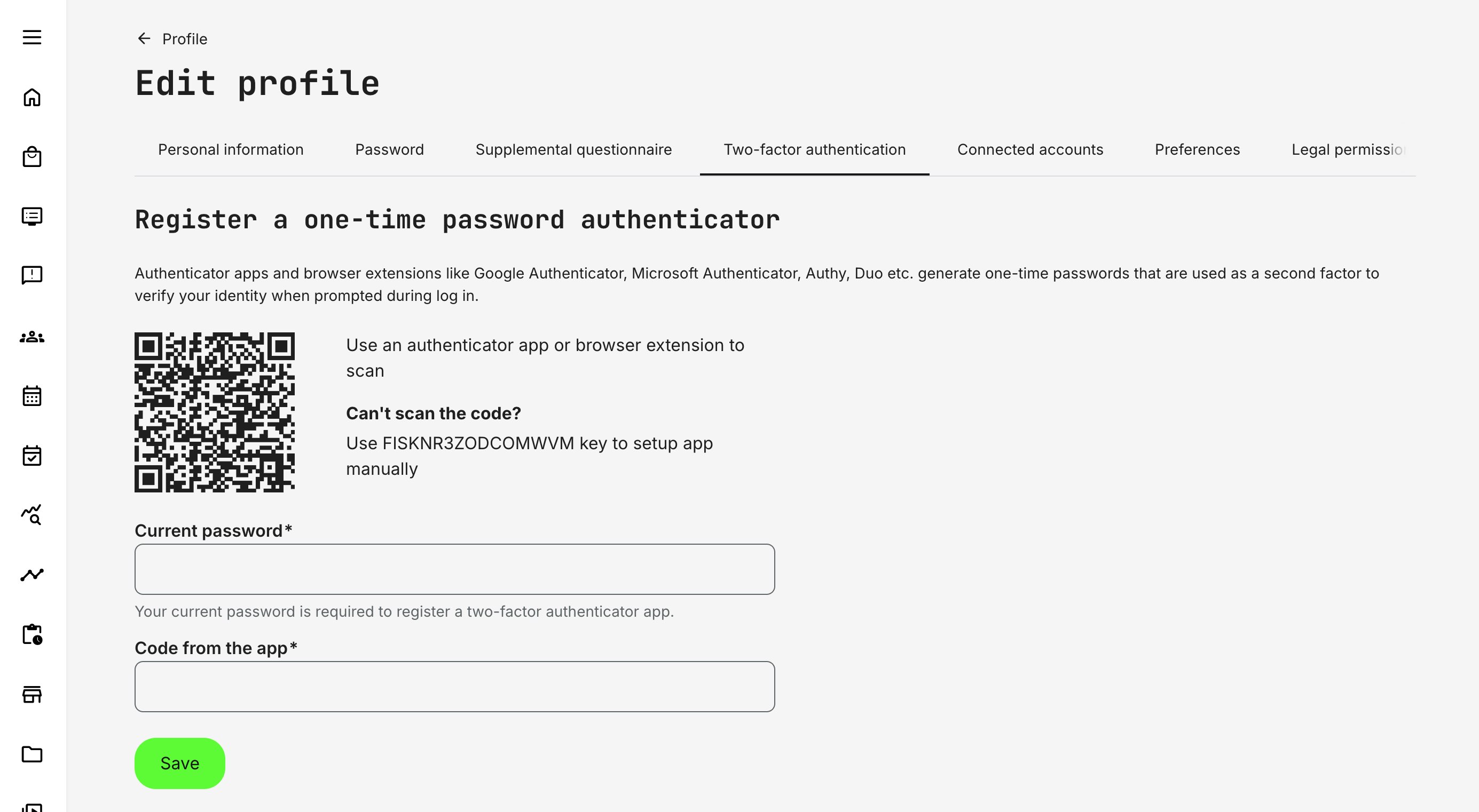 Users can enable and manage two-factor authentication (2FA) themselves through the native profile option—provided they are using standard email/password login and authenticated via an external identity provider.
