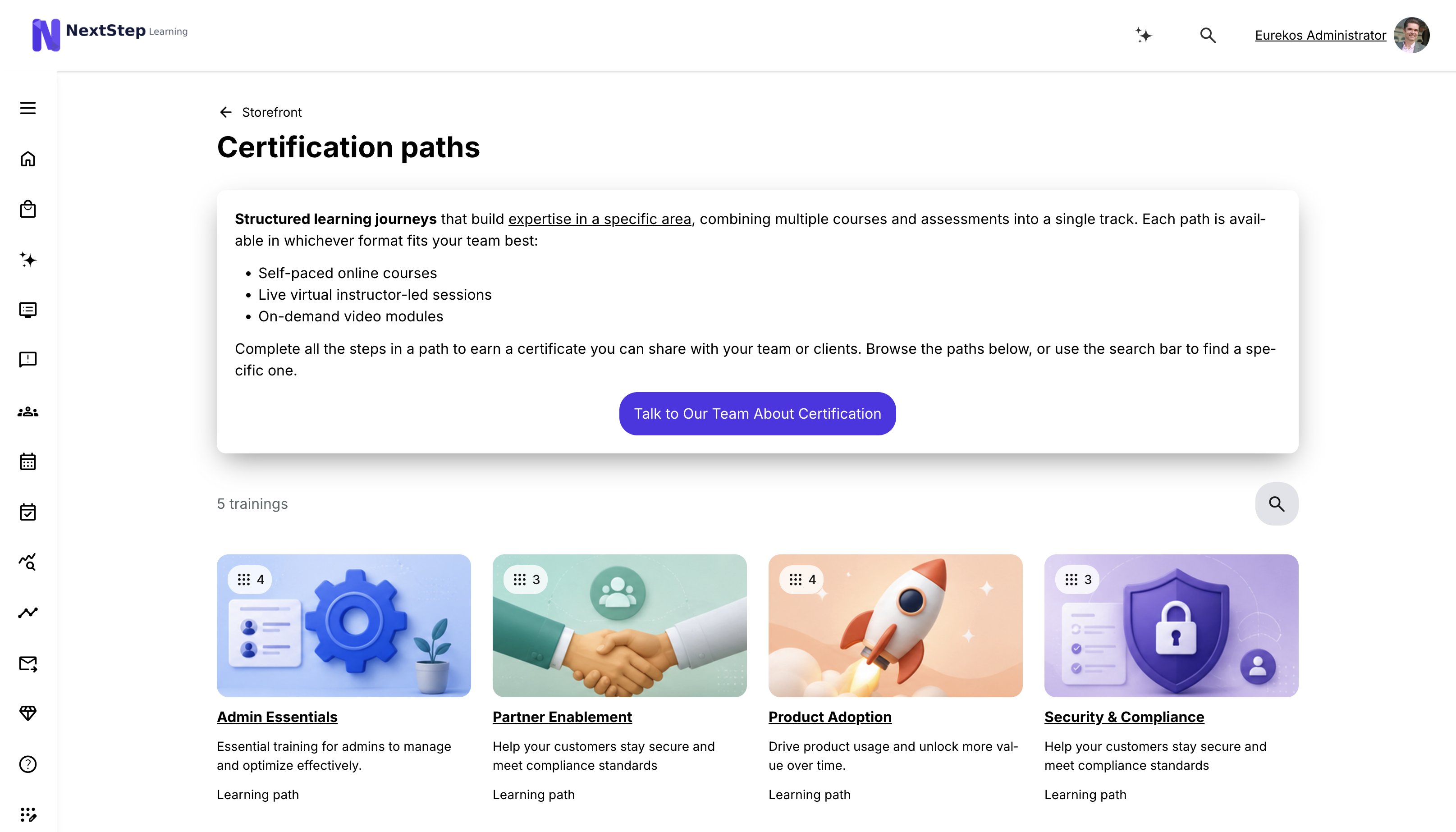 A row's subpage with a Page description configured — combining rich text formatting, a bulleted list, an inline link, and a call-to-action button, styled with a custom background, border, and shadow