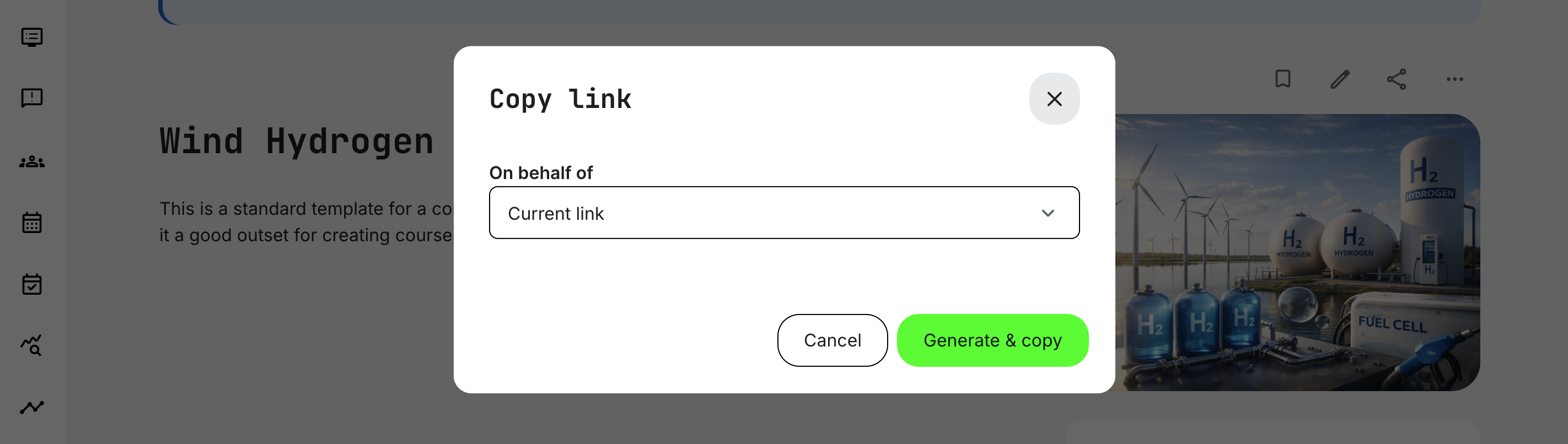 Copy link to activity description page on behalf of an organization with custom URL