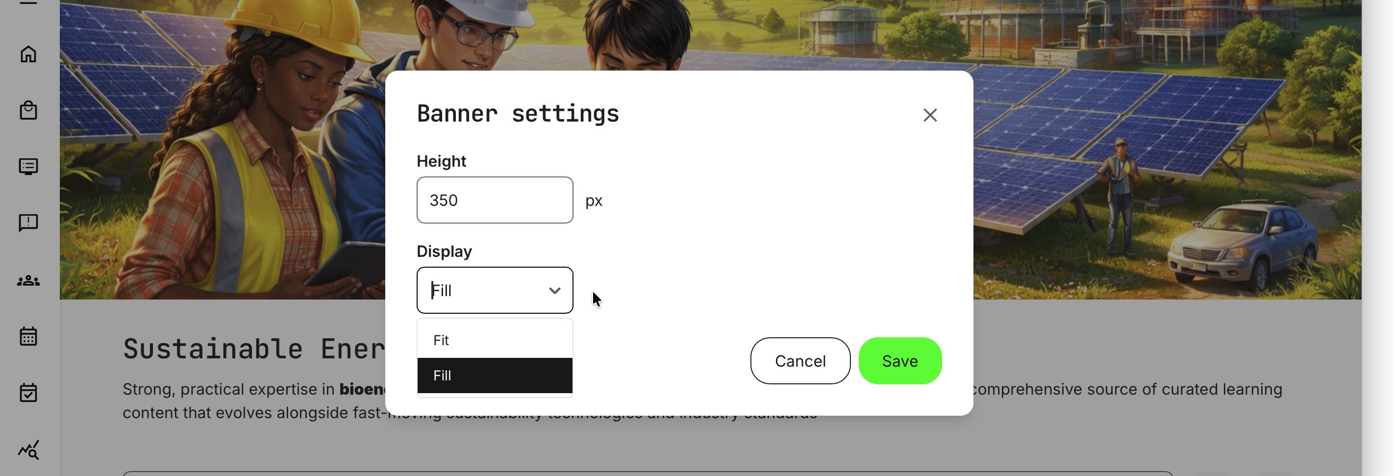 Control your banner settings.