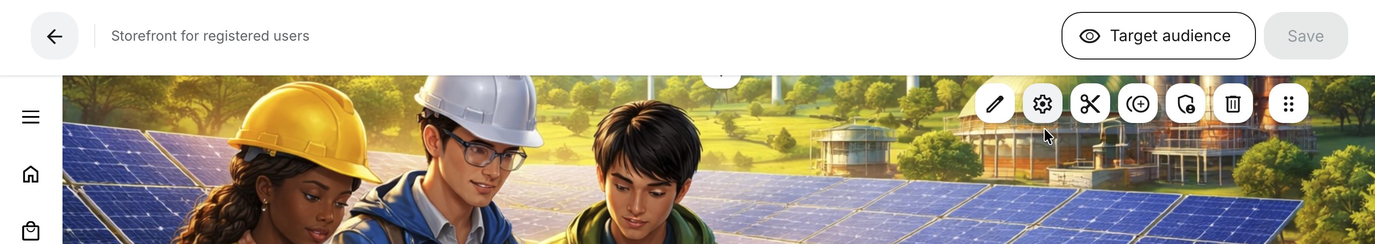 Settings is an option unique to banner elements, represented by the Gear icon.