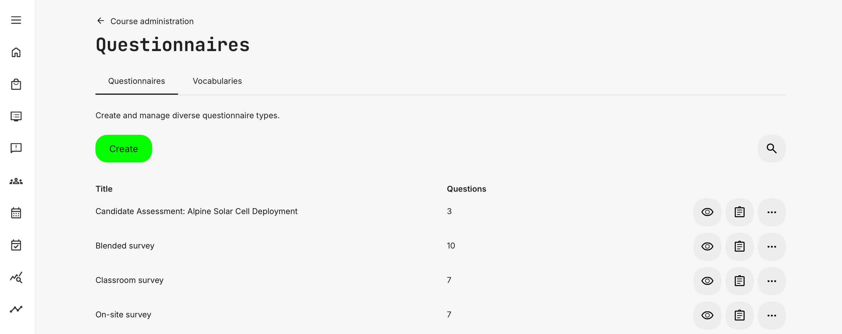Demonstrates how to create a new Questionnaire from scratch