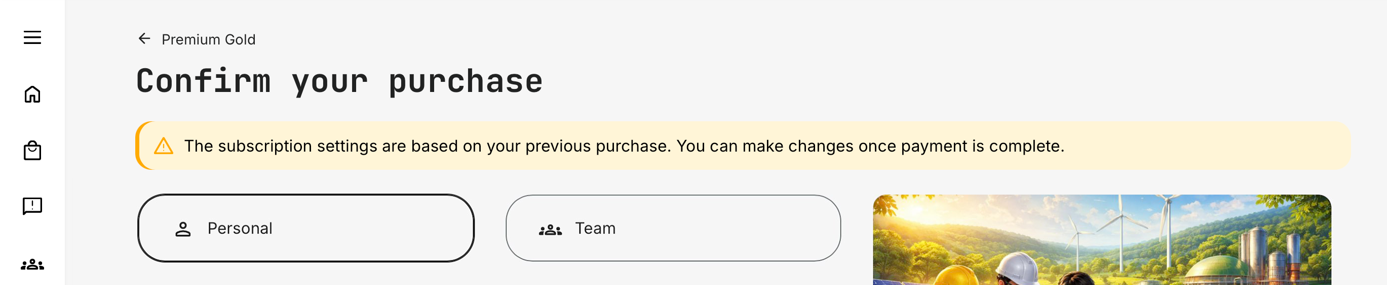 Checkout page for updating payment details and authorizing payment with a new credit card.