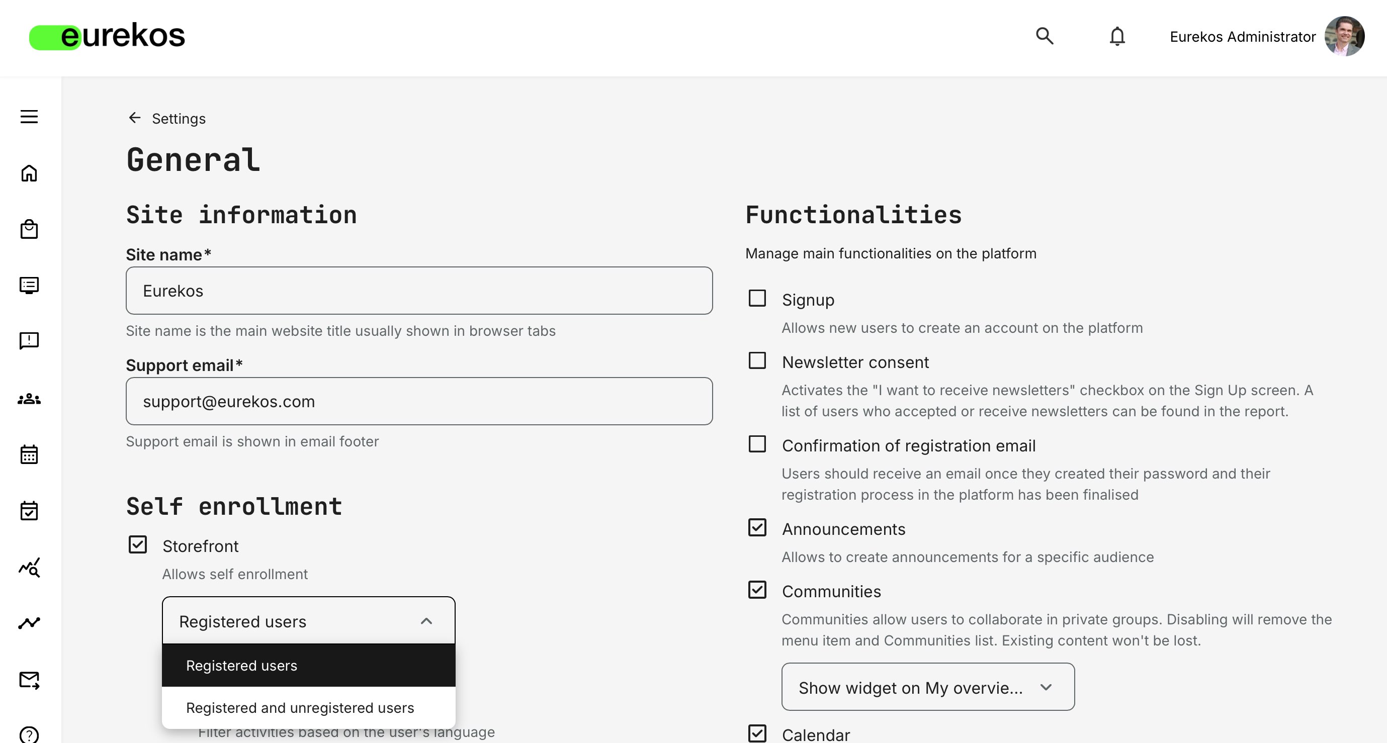 Enable an open catalog for the world or keep it restricted to registered users.