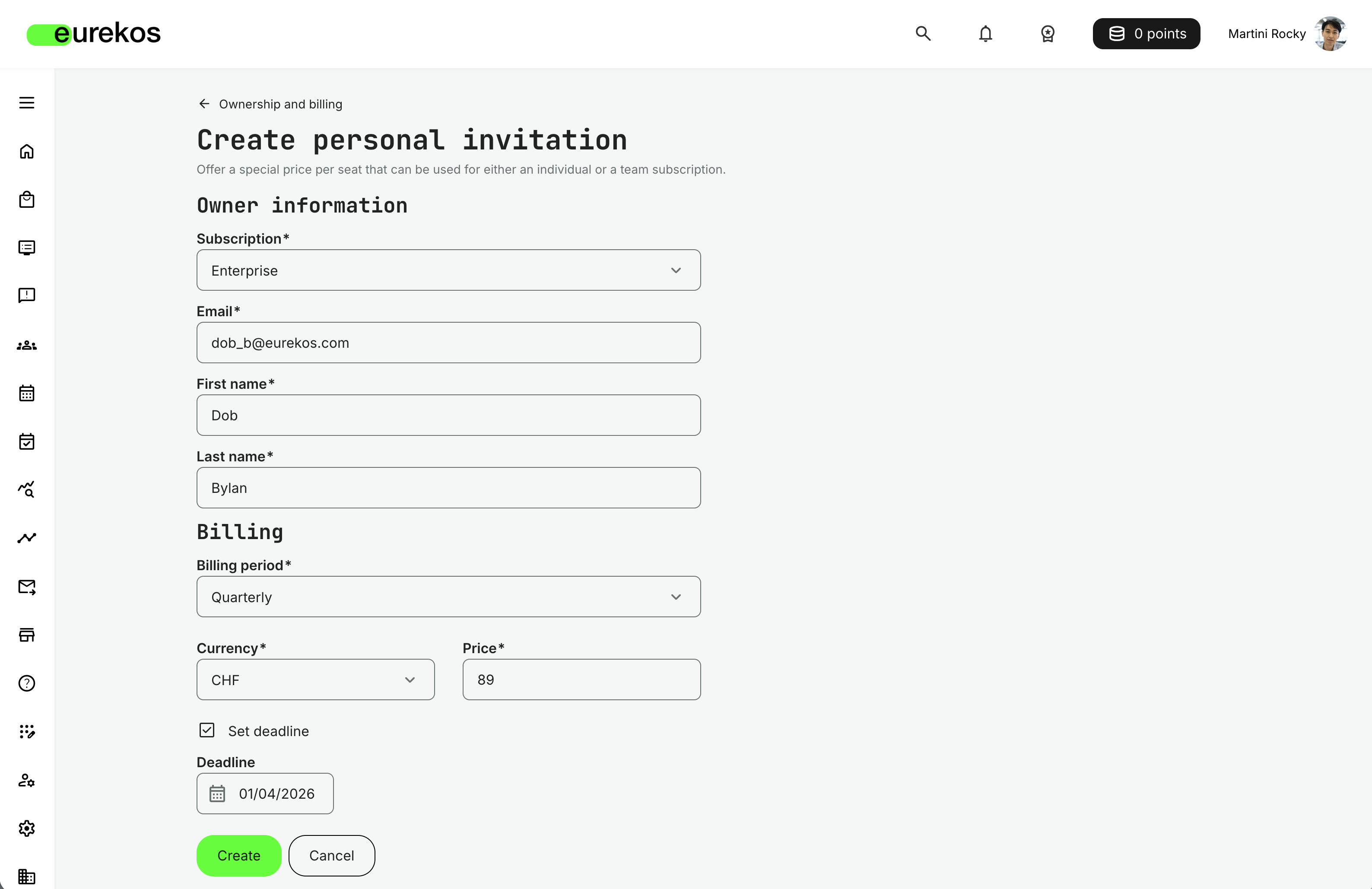 Create Personal Invitations for Subscriptions to offer individuals a custom price to your subscriptions