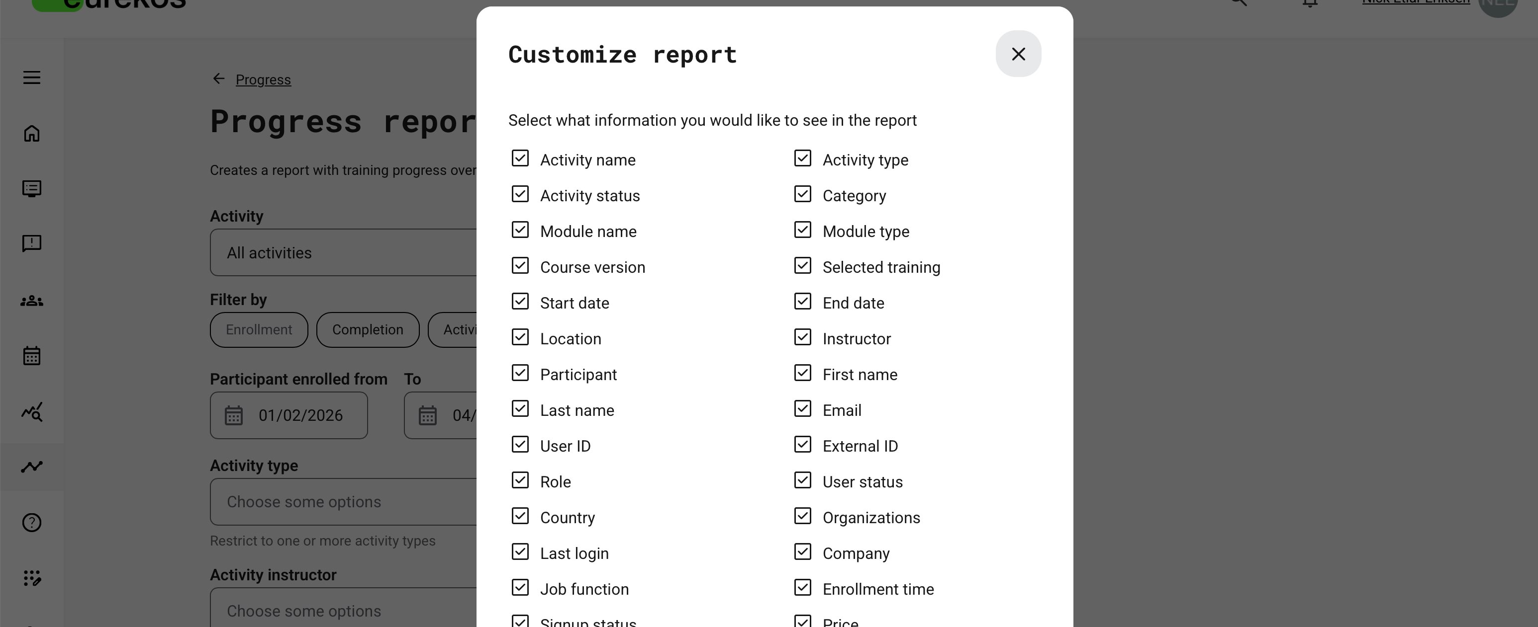 Customization options are the most comprehensive of all reports, reflecting this report’s role as one of the platform’s central reporting tools.