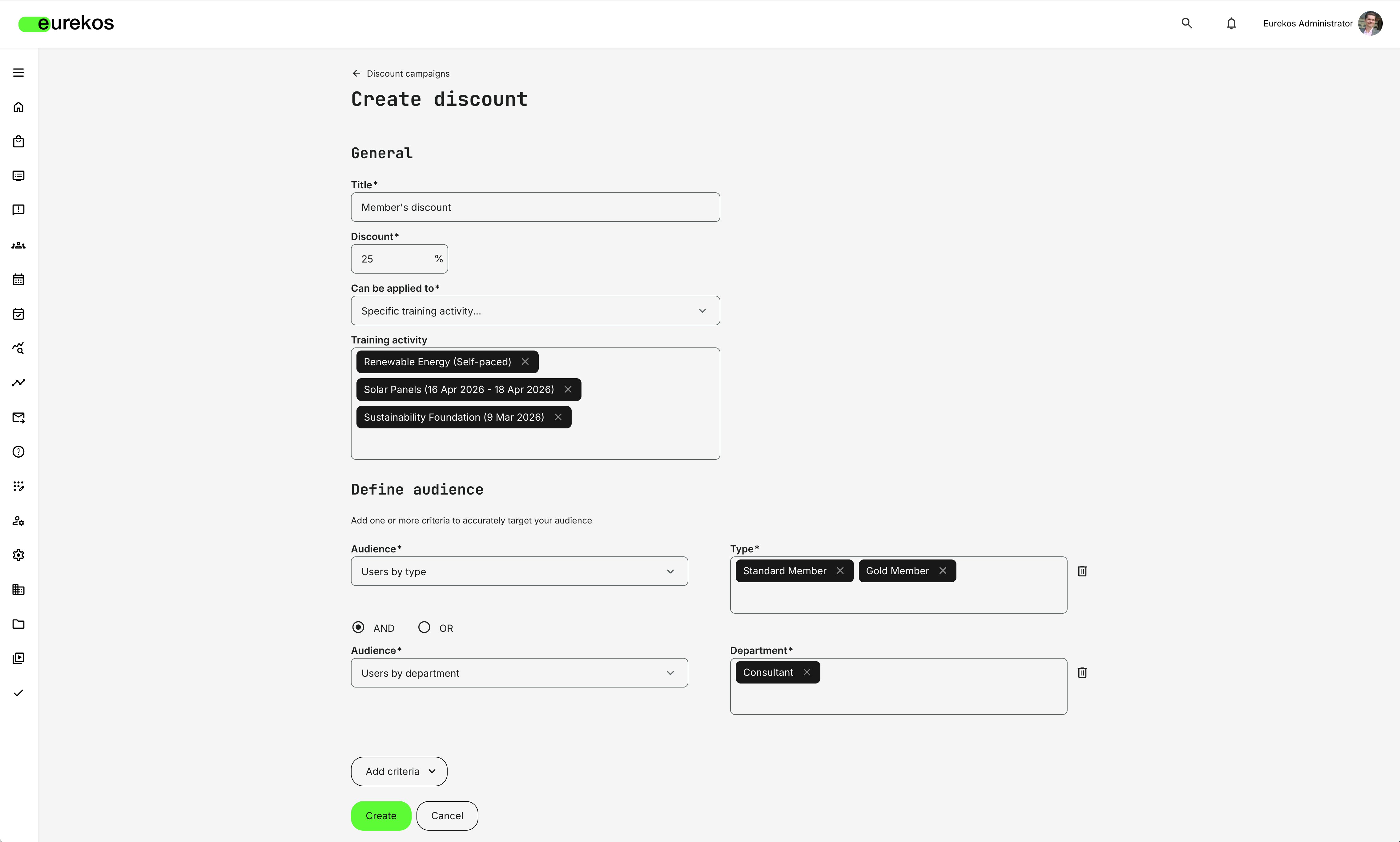 Create profile-based discounts that automatically apply to defined target audiences