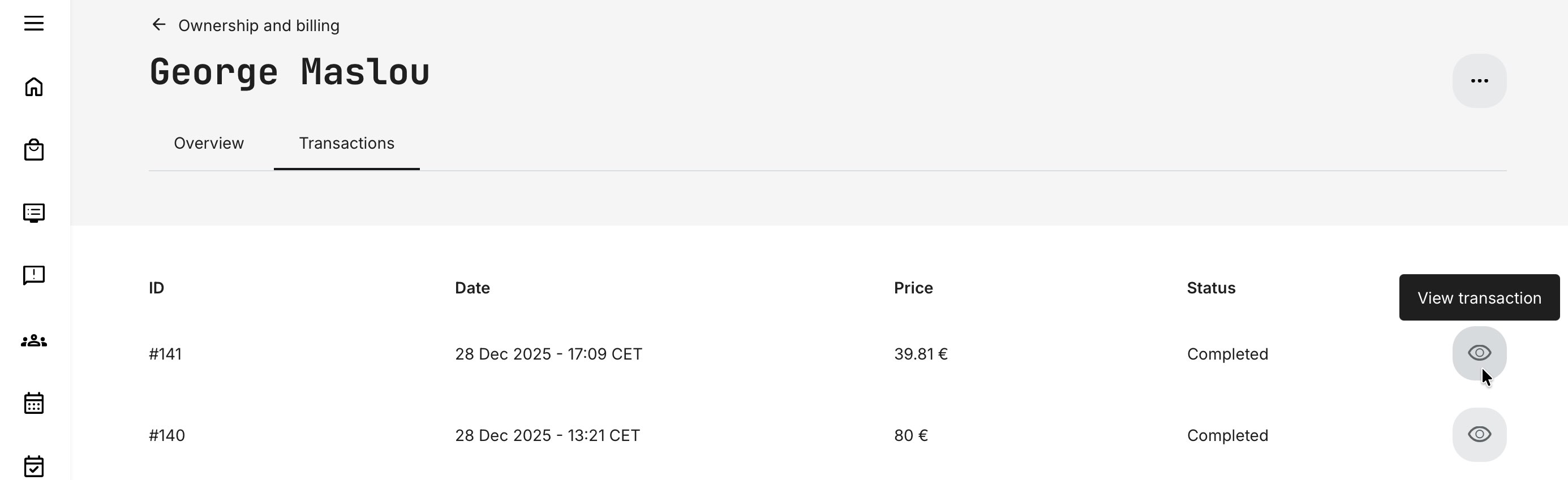 Easy transactional insight for administrative duties.