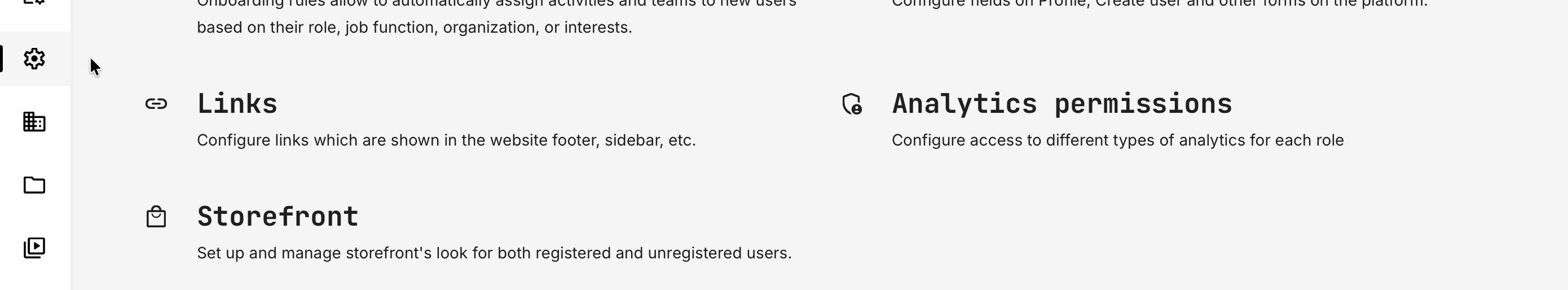Locate the Storefront configuration in Settings.