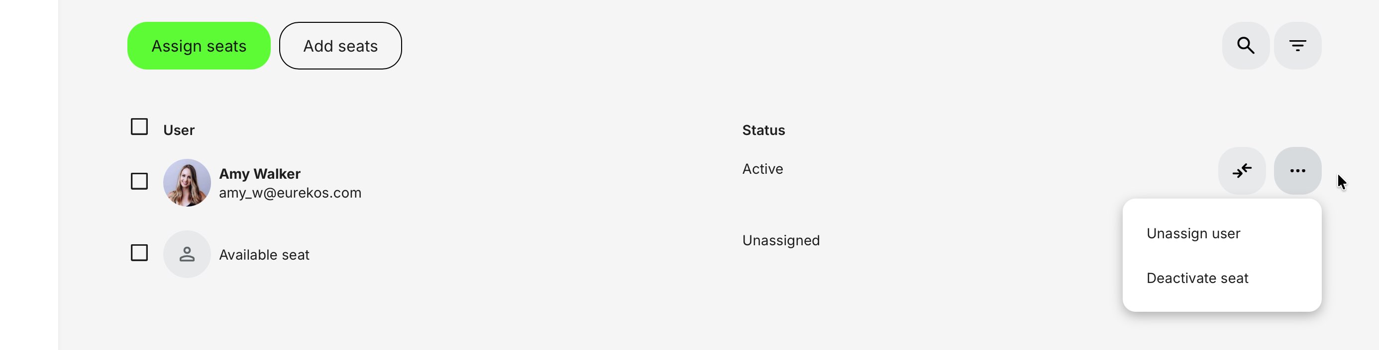 Unassign a user on the members list.
