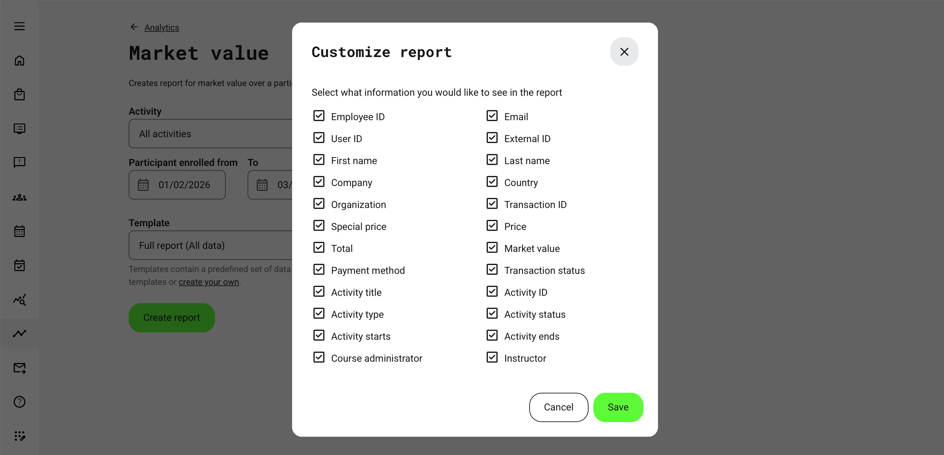 Customization options may vary depending on platform configuration and which features are enabled.