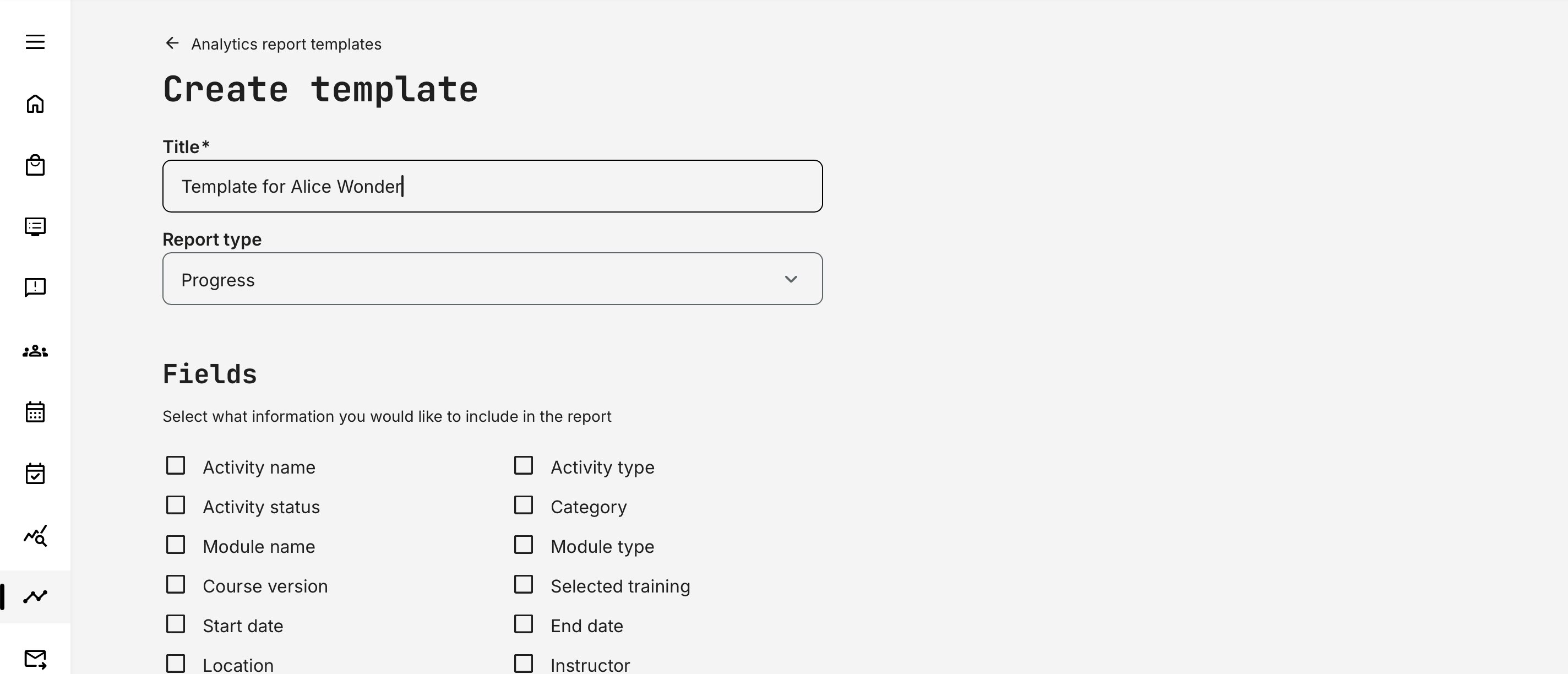 Report types each come with their own dedicated set of data points, tailored to the subject they cover.
