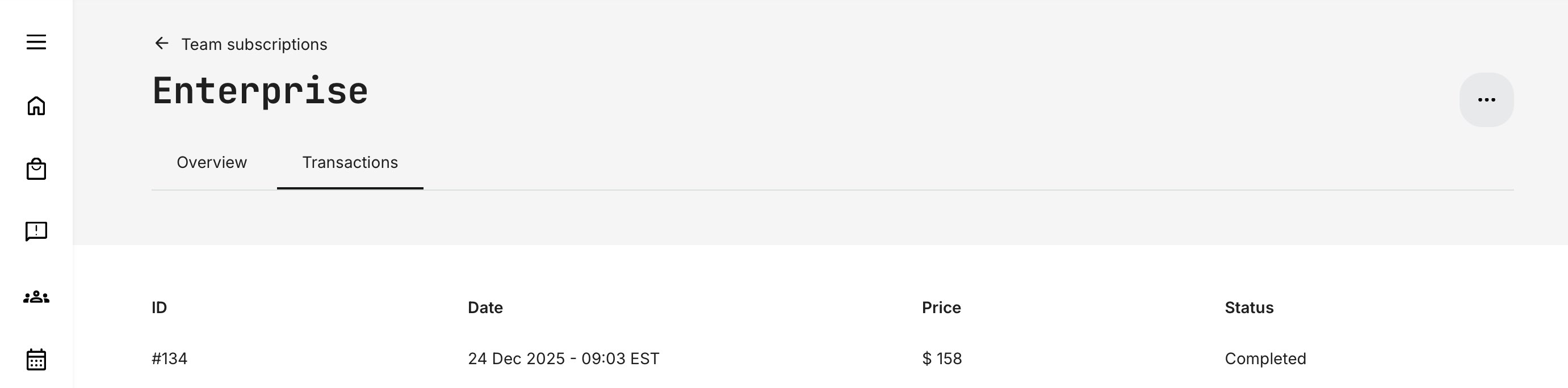 Transactions for each team subscription is available to the subscription owner.